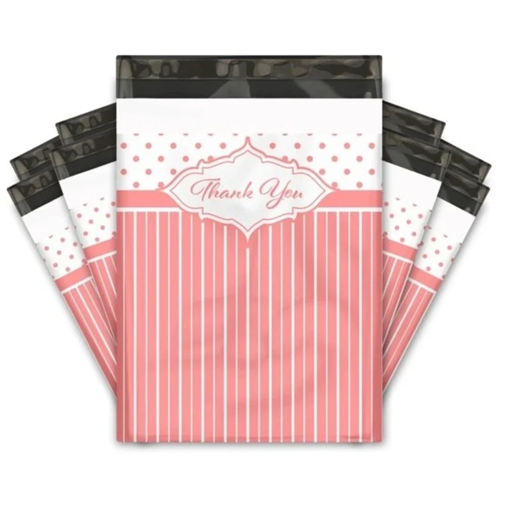 Poly mailers Pink 30 PC 10x13 Thank You Stripes Polymailer Chevron Shipping Bags